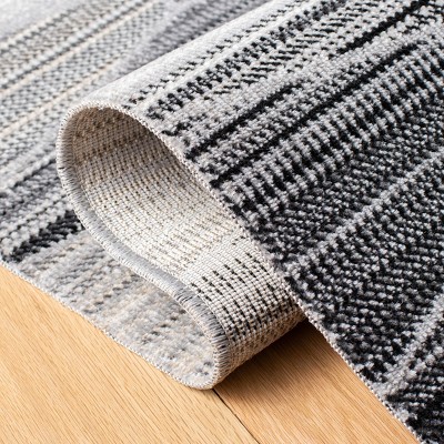 Grey and Dark Grey Geometric 6' x 9' Synthetic Area Rug