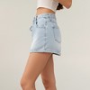 Anna-Kaci Women’s Denim Mini Skirt with Front Seam Detailing, Adjustable Side Tie Accent and Structured Fabric - 3 of 4