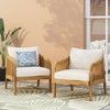 Okak Boho Acacia Patio Acent Chairs/Patio Furniture Set,Wicker Rattan Club Chairs,Set of 1/2/3,Outdoor Conversation Seating for Patio,600lbs Max - 2 of 4