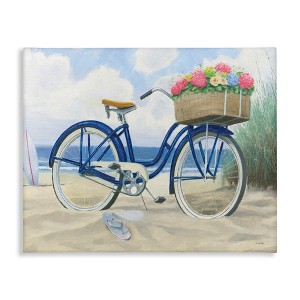 Stupell Industries Beach Bike with Flower Basket Canvas Art, 20" x 16" - 1 of 4