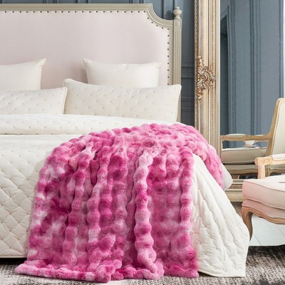 Cozy Bliss Faux Fur Throw Blankets, Plush Soft Thick Bubble Blanket for Sofa, Bedroom, Living Room