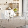 5-Piece Dining Set with Glass Table and 4 PU Armless Chairs - 2 of 4
