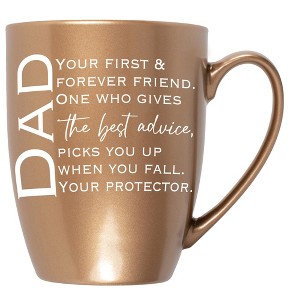Dad: Your First & Forever Friend One Who Gives Best Advice, Picks You Up When You Fall Your Protector Bronze 10 ounce New Bone China Coffee Cup Mug - 1 of 4