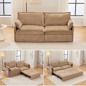 73.6'' Chenille 3-in-1 Sofa Bed with L-Shaped Convertible Design, Side Storage and USB/Type-C Charging - 1 of 4