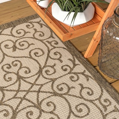 Madrid Vintage Filigree Beige/Brown 3' x 5' Synthetic Indoor/Outdoor Rug