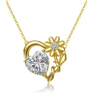 Molenia Birthstone Heart Necklace for Women: 936 Sterling Silver Heart Pendant with Birthstone Romantic Jewelry Gifts for Mom Her Birthday Christmas - 1 of 4