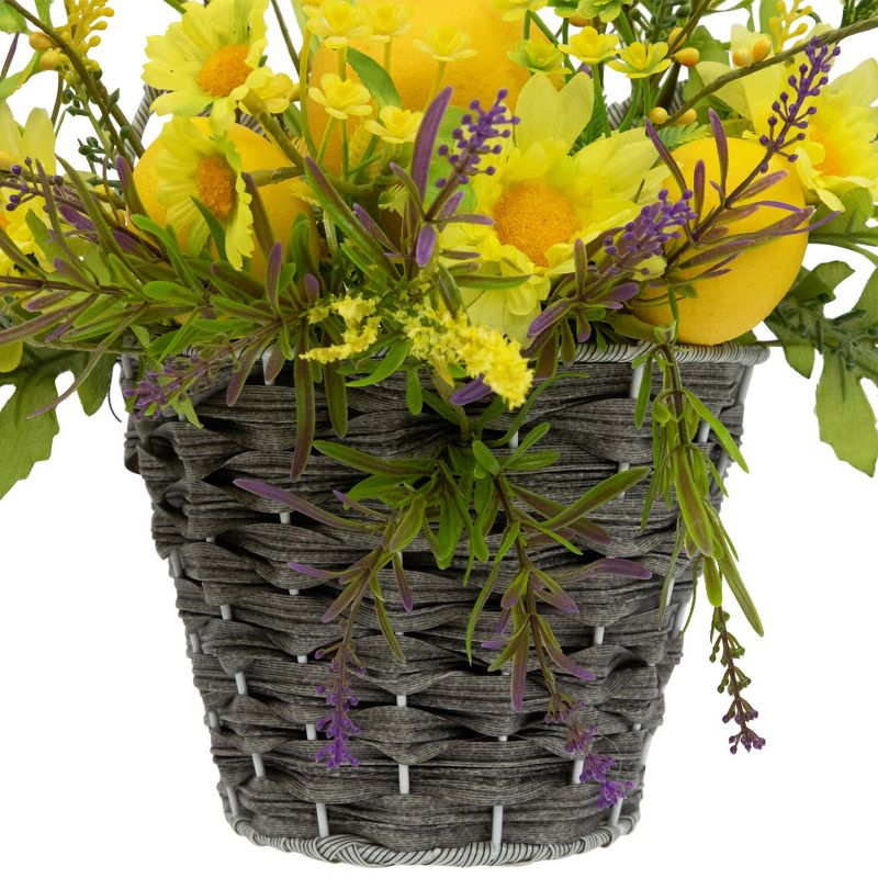 Northlight Lemon and Daisy Hanging Spring Wall Basket - 12"  - Yellow, 4 of 8
