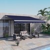 Outsunny 12' x 10' Electric Retractable Awning, Sun Shade Shelter with Remote Controller and Crank Handle for Deck, Balcony, Yard, Dark Blue - 3 of 4