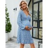 Clearlove Women's Short Sleeve Ruffle Dress V Neck Summer Casual Smocked Flowy Midi Dress for Baby Shower - 4 of 4