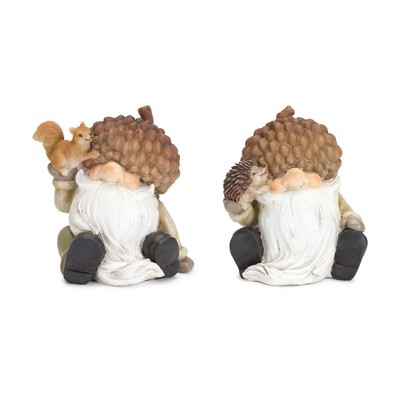 Melrose Harvest Woodland Gnome Figurine (Set of 2)