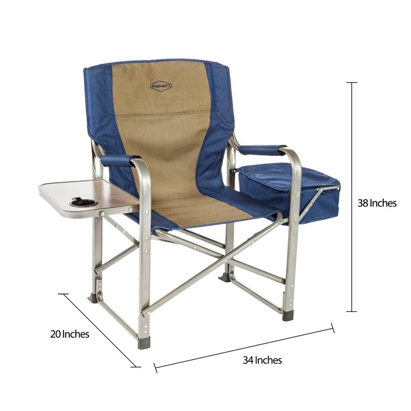 Kamp-Rite Portable Folding Director's Chair with Cooler, Side Table & Cup Holder for Camping, Tailgating, and Sports, 350 LB Capacity, 4 of 7
