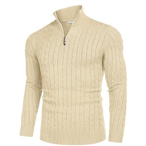 COOFANDY Men's Quarter Zip Sweater Slim Fit Casual Knitted Turtleneck Pullover Mock Neck Polo Sweater - 1 of 4