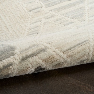 Gray and Beige Geometric Synthetic Indoor Area Rug 7'10" x 9'10"