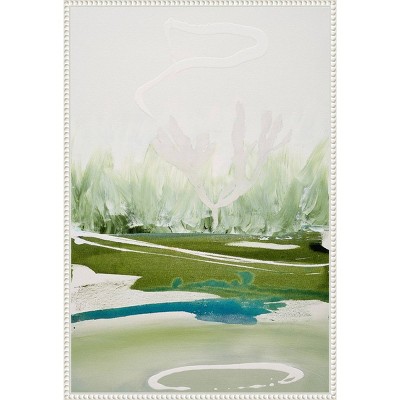 Amanti Art 23"x33" Limpid Lake View by Tara Leaver Framed Wall Art Print: Polystyrene Frame, Earth Tones