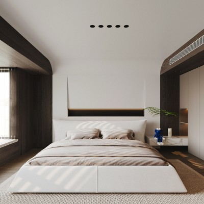Modern King Size Upholstered Bed Frame with Soft Velvet Headboard, Solid Wood Platform Bed Frame for Bedroom – The Pop Home
