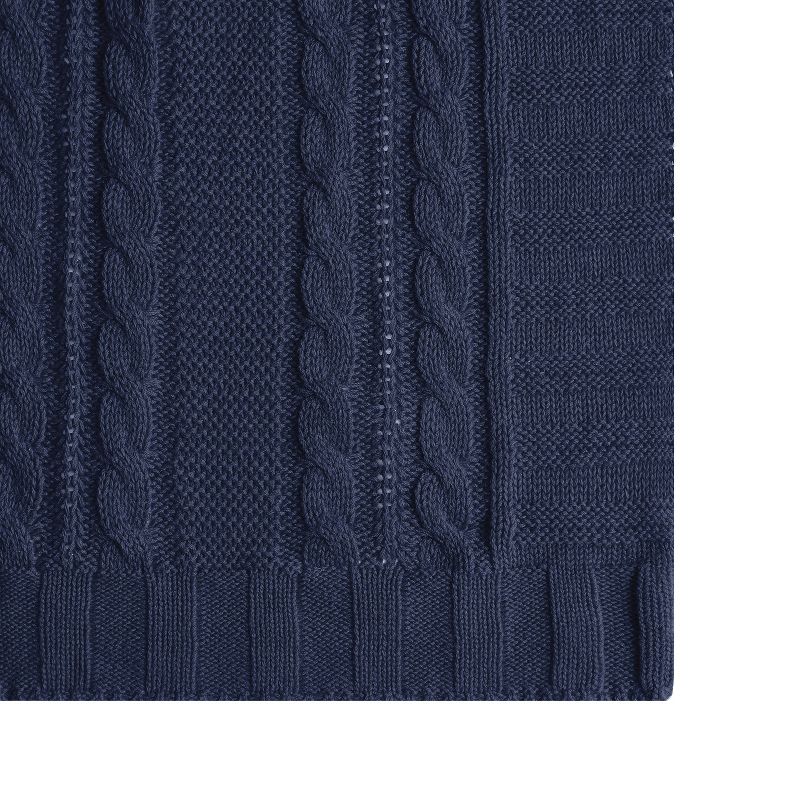 50&#34;x70&#34; Home Dublin Cable Knit Throw Blanket Navy - VCNY, 3 of 8
