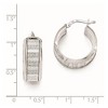 Black Bow Jewelry 8mm Glitter Inlay Round Hoop Earrings in Sterling Silver, 20mm - 2 of 3