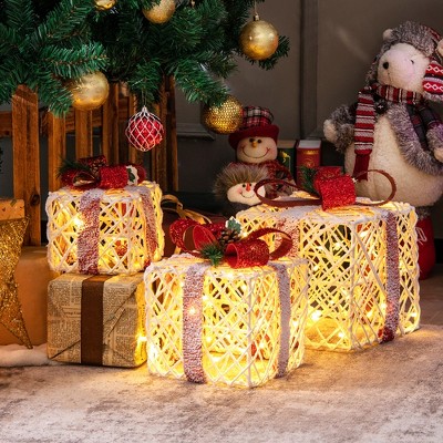 3 Piece Gift Boxes Christmas Decoration Lighted display Set