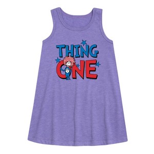 - Dr. Seuss - American Thing One Graphic Sleeveless Aline Dress - 1 of 3