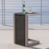 Outdoor Side Table, Home C-Shaped PE Accent Table, Wicker Side Coffee Table Outdoor Side Tables Patio Furniture End Tables - 3 of 4