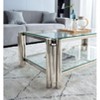 NicBex Modern Double-Layer Clear Tempered Glass Coffee Table with Stainless Steel Legs,Storage Center Table for Living Room - 4 of 4