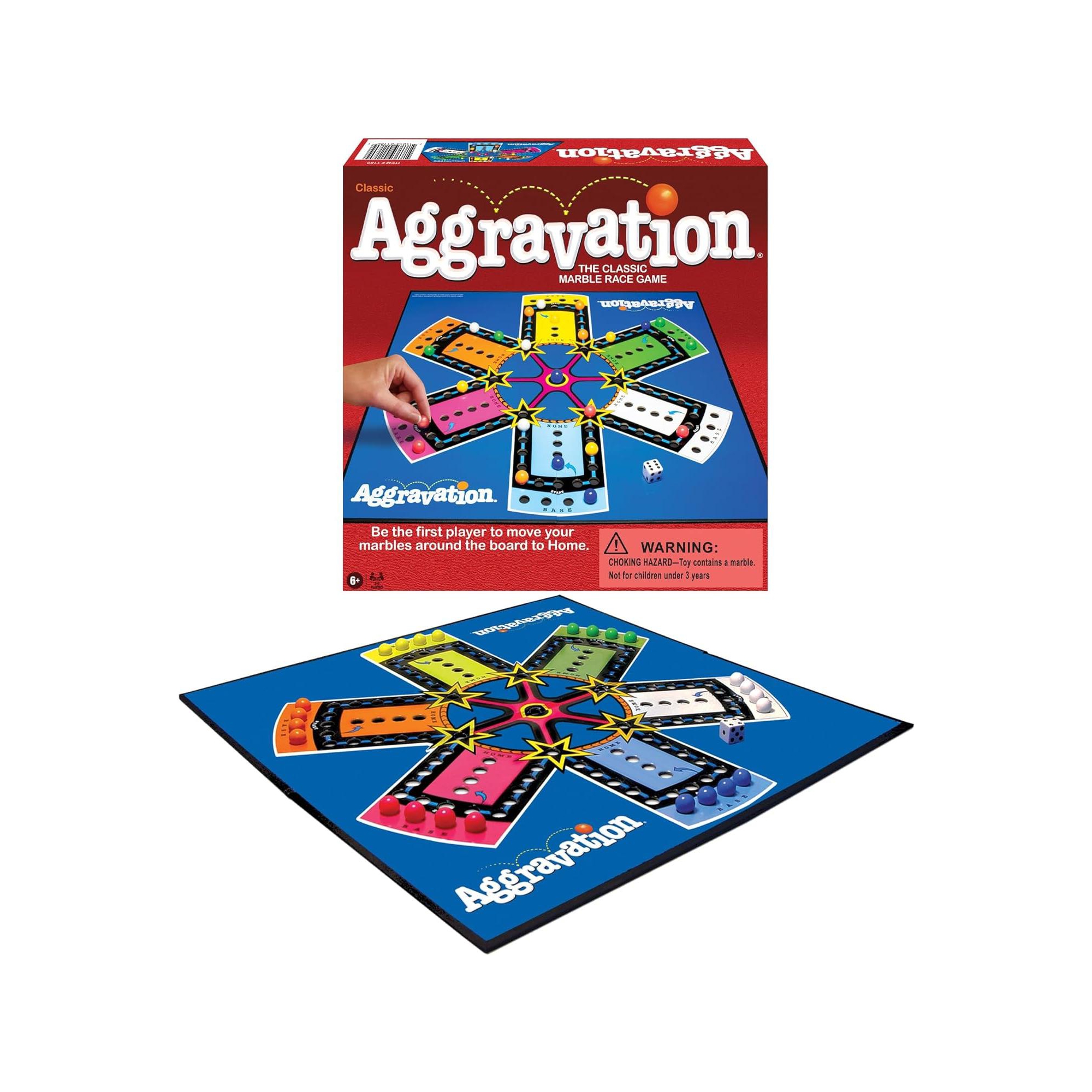 Winning Moves Games Classic Aggravation Marble Race Family Game for 2 or More Players