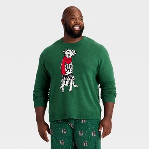 Men's Dalmatian Holiday Matching Family Sweater - Wondershop™ Green - 1 of 4