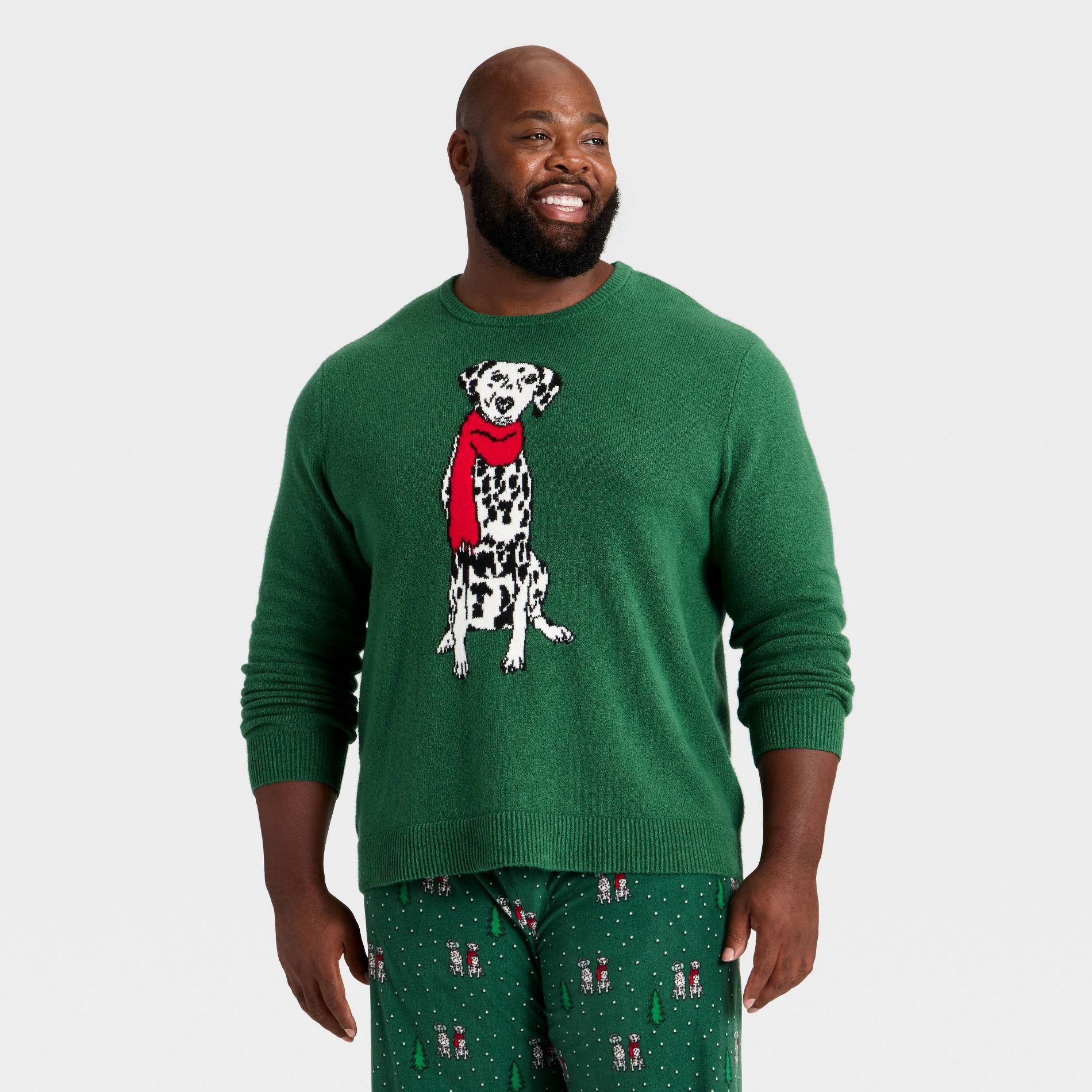 Men's Dalmatian Holiday Matching Family Sweater - Wondershop™ Green