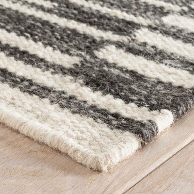 Heights Charcoal and Ivory Flat Woven Wool Rug, 3' x 5'