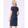INSPIRE CHIC Women's Short Sleeve Button Down Crewneck Night Dress - 4 of 4