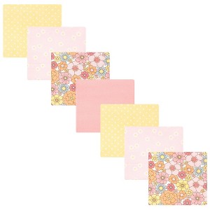 Hudson Baby Infant Girl Cotton Rich Flannel Receiving Blankets Bundle, Peace Love Flowers, One Size - 1 of 4