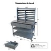 64.9"H Outdoor Potting Bench with Stainless Steel Top, Solid Wood Kitchen Island Table with Wheels, Upper Hutch, Towel Rack, Storage – Cuddlewood - 4 of 4