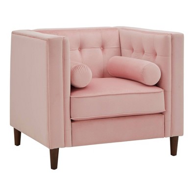 Karissa Velvet Armchair with Pillows Pink - Inspire Q
