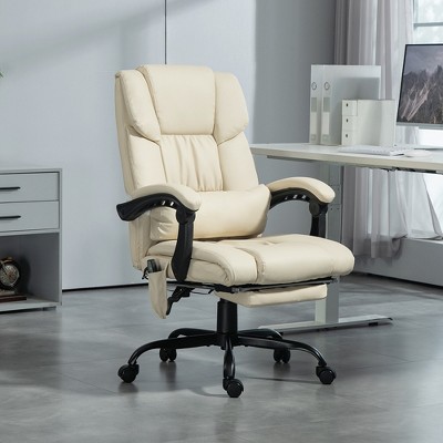 Beige Faux Leather High Back Executive Swivel Office Chair