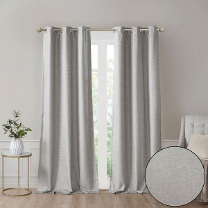 PAGED Printed Faux Silk Total Blackout Curtain Panel,2 PCS Window Curtain Panel with Grommet Top,Curtains for Bedroom,Living Room - 1 of 4