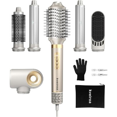 6 in 1 Hot Air Brush & Hair Dryer, High-Speed Hair Dryer Brush with Auto Wrap Curlers