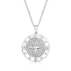 Ross-Simons 0.50 ct. t.w. Diamond Compass Pendant Necklace in Sterling Silver - 1 of 3