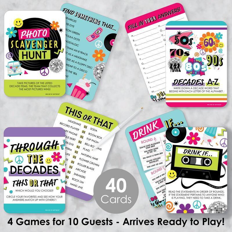 Big Dot of Happiness Through the Decades - 4 50s, 60s, 70s, 80s, and 90s Party Games - 10 Cards Each - Gamerific Bundle, 2 of 9