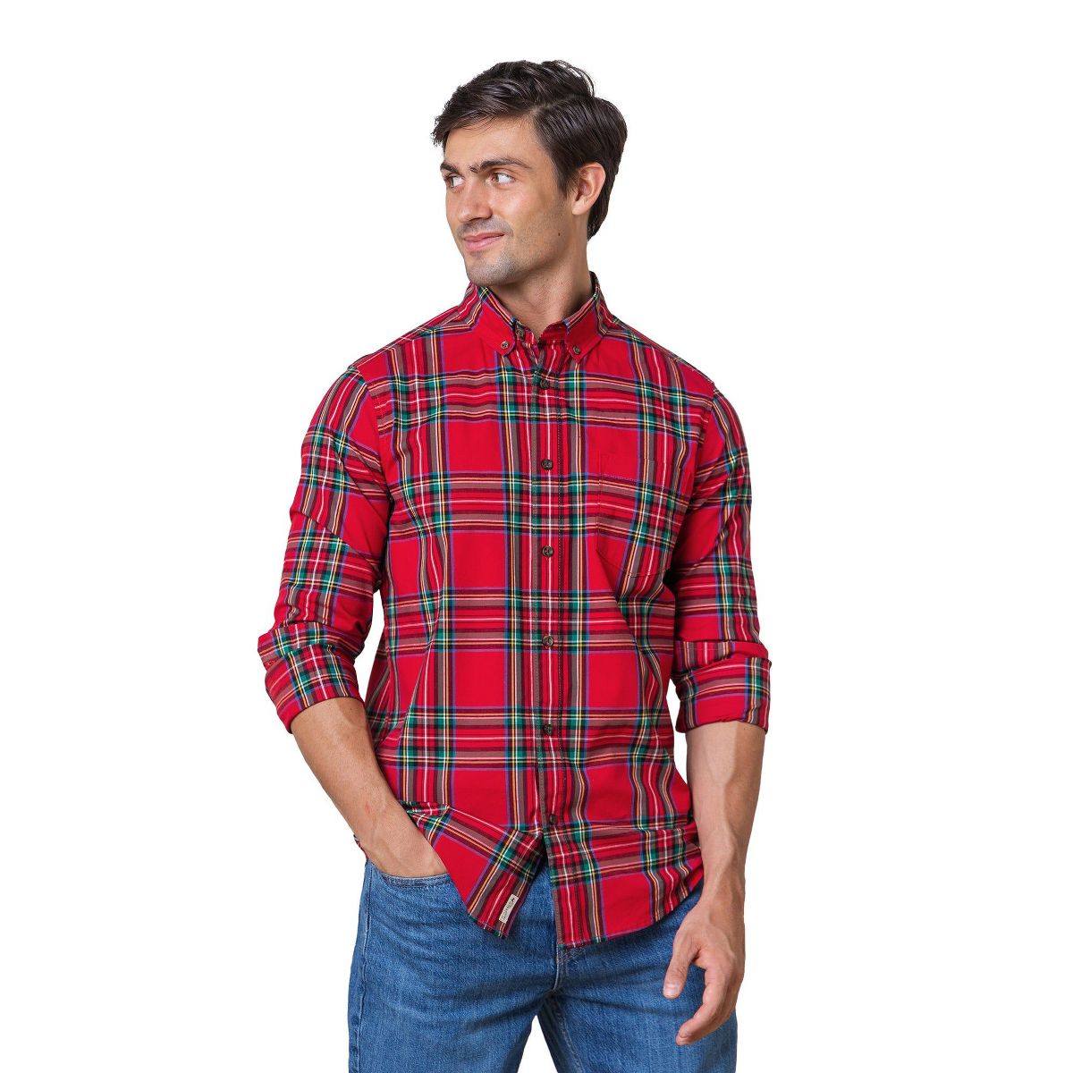 Hope & Henry Mens' Long Sleeve Stretch Poplin Button Down Shirt