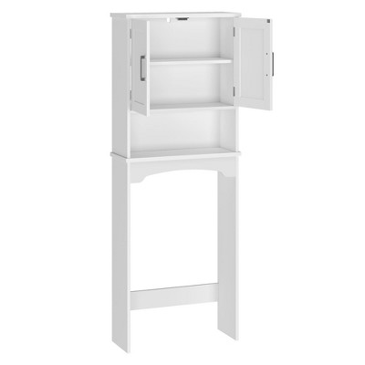 Over The Toilet Storage Cabinet, Door Bathroom Storage Organizer, with 3-Tier Shelves and Double Doors