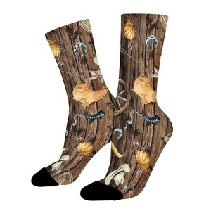 Dsane Western Cowboy Women Printed Crew Socks Funny Funky Socks Soft Polyester Novelty Gifts for Artists Men - 1 of 1