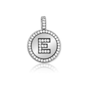 Bella Silver Sterling Silver Micro Pave Circle 18" Pendant Necklace - Available Colors: Silver, Gold - 1 of 2