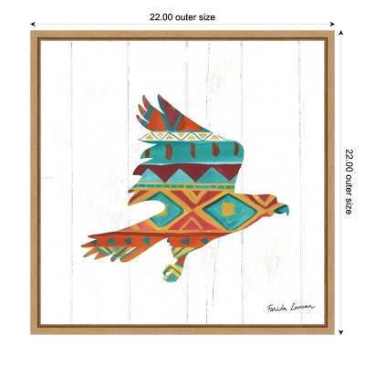 Southwestern Geometric Eagle Print on Canvas with Natural Frame