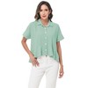 Anna-Kaci Women's Short Sleeve Button-Up Blouse with Peplum Hem and Classic Collar - 2 of 4