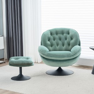 NicBex Velvet Swivel Accent Chair,Upholstered Swivel Living Room Chairs with Curved Backrest and Ottoman,Accent Chairs for Living Room - 1 of 4