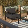 Flash Furniture Indoor/Outdoor Patio Chair with Cushions - Modern Aluminum Framed Chair with Teak Accented Arms - 2 of 4