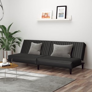 vidaXL 2-Seater Sofa Bed Black Faux Leather - 1 of 4