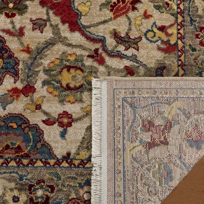 Ivory and Taupe Rectangular Hand-knotted Synthetic Rug