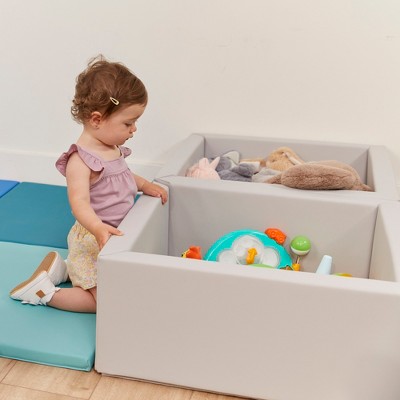 Light Grey Vegan Leather Toddler Toy Storage Bins, 2-Pack