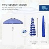 DOMETOUR 5.7' Portable Beach Umbrella with Tilt, Adjustable Height, 2 Cup Holders & Hooks, with Vented Canopy, Blue White Stripe - 2 of 4